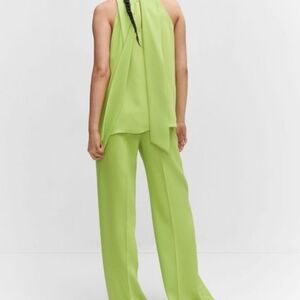 Mango Wide Leg Dress Pants Green. PANTS ONLY  Bnwt
